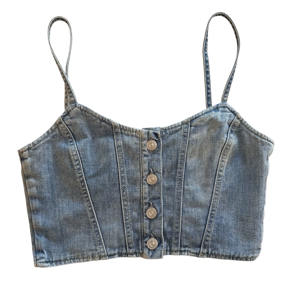 7 for all mankind bustier denim crop top